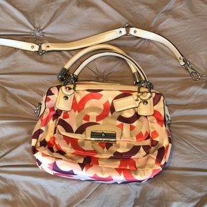 Coach pink/purple/cream signature shoulder bag